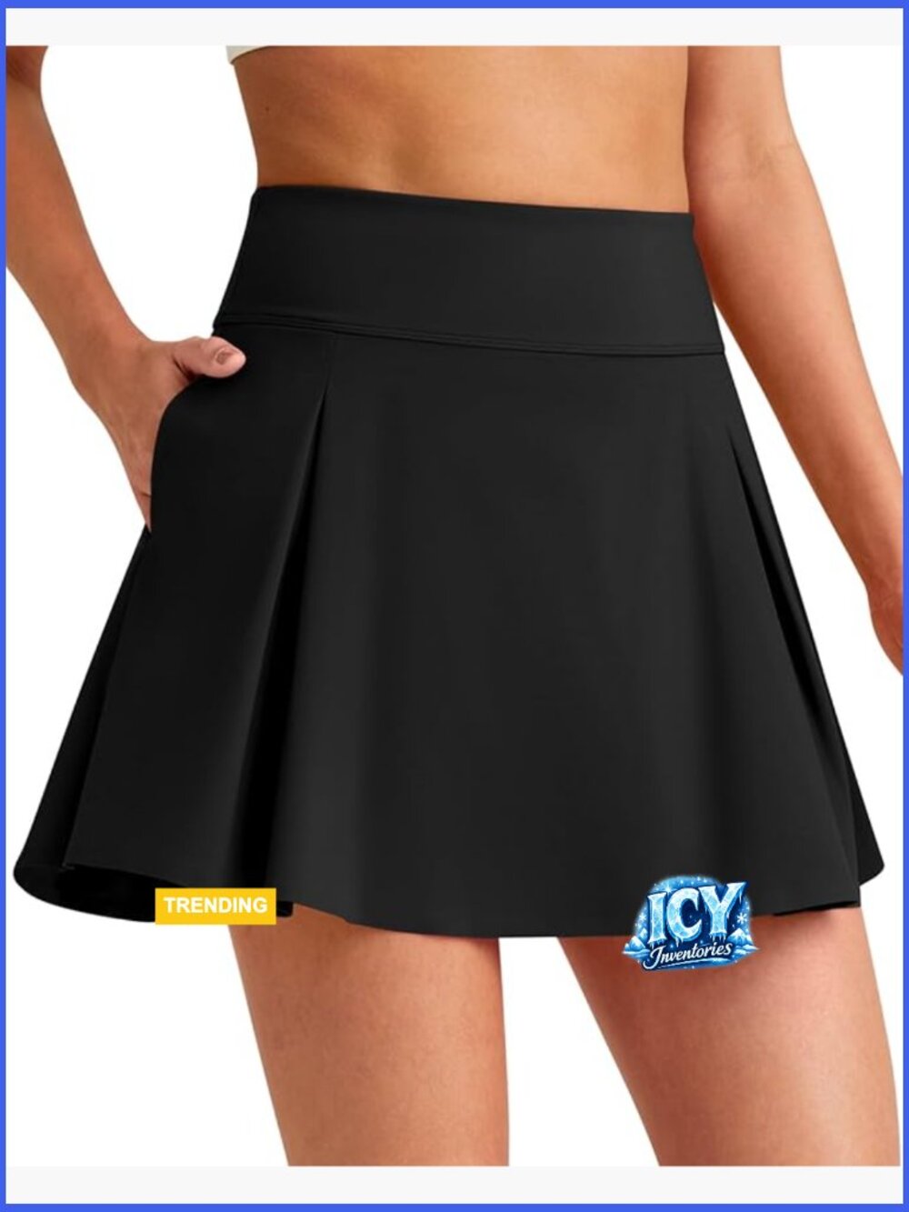 High Waisted Pleated Tennis Skort with Inner Shorts & 4 Pockets